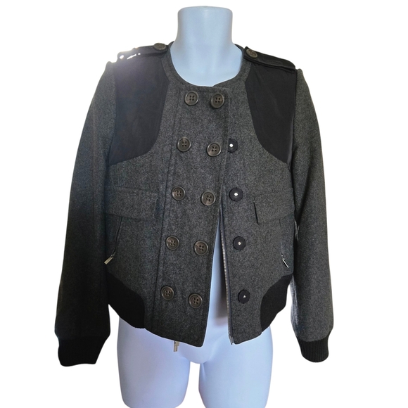 BCBGMaxAzria Womens Black and Gray Bomber Jacket - Picture 6 of 10